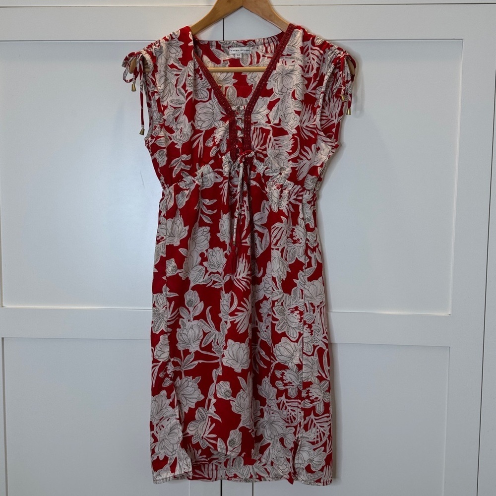 Karma Highway Floral Red and White Dress one size